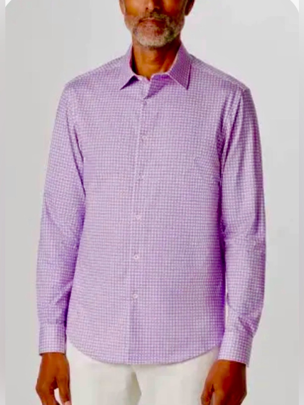 Bugatchi Lavender Micro-Check Dress Shirt